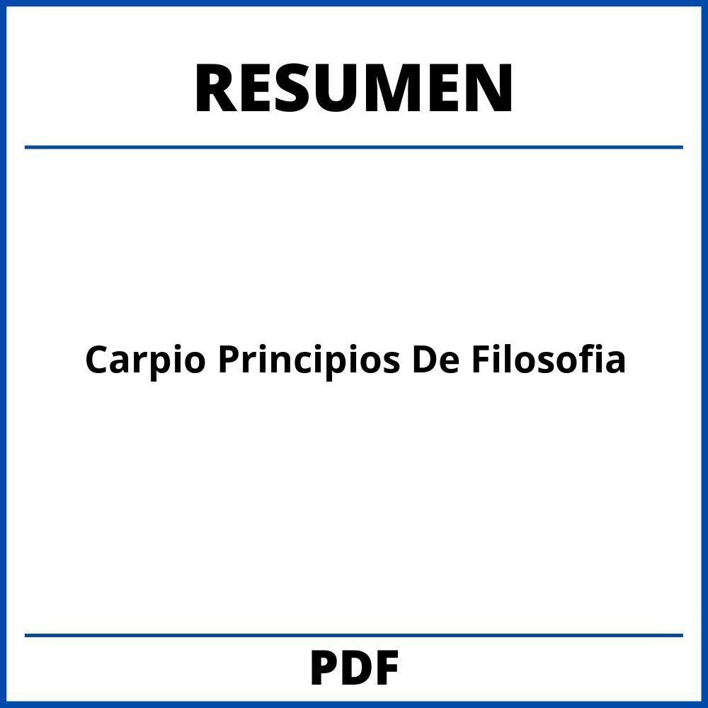 Carpio Principios De Filosofia Resumen