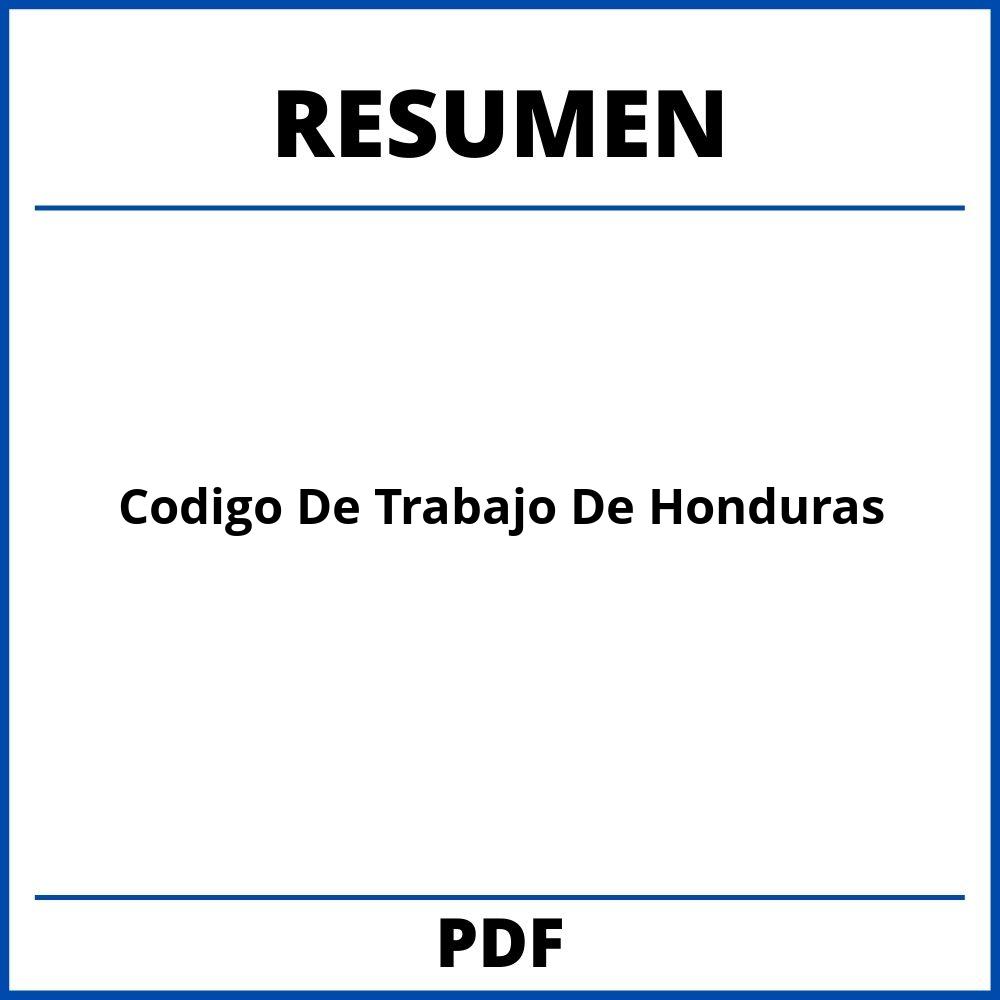 Resumen Del Codigo De Trabajo De Honduras