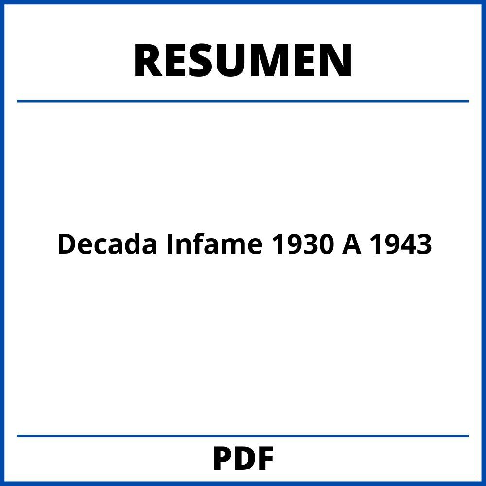Decada Infame 1930 A 1943 Resumen