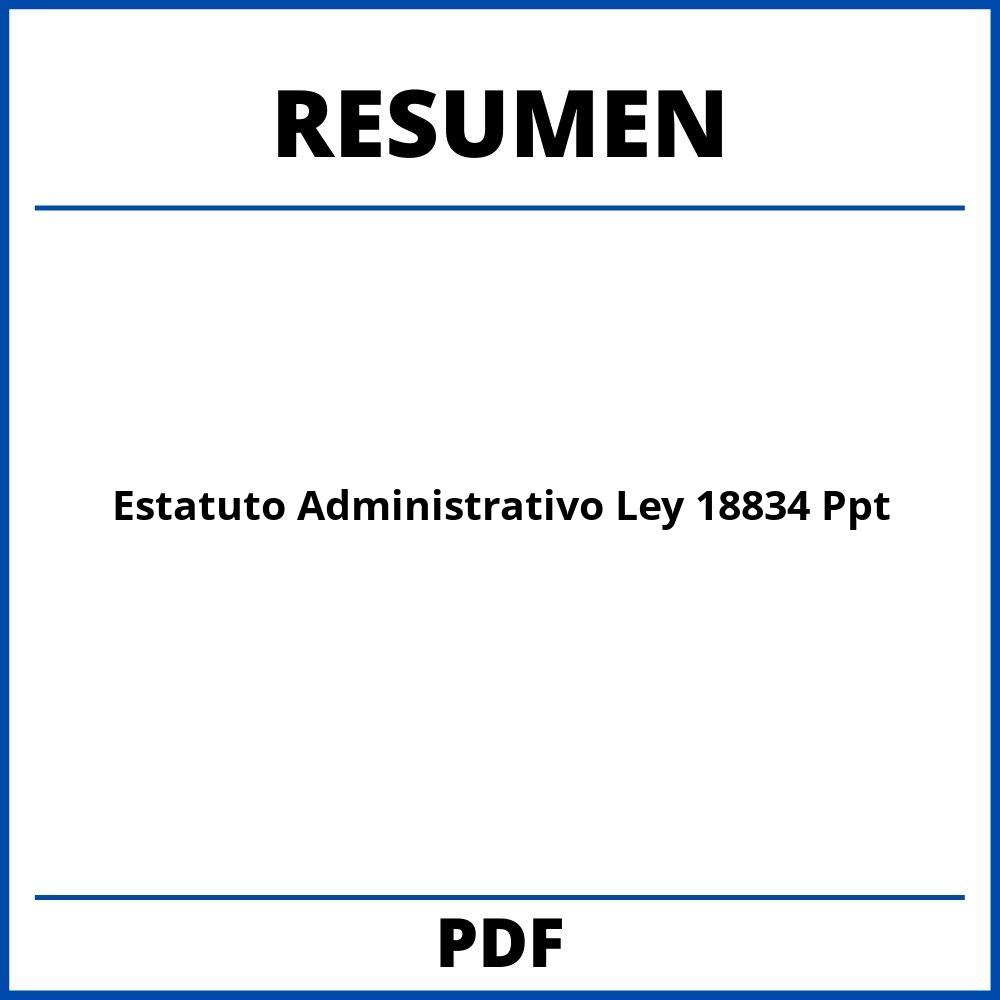 Resumen Estatuto Administrativo Ley 18834 Ppt