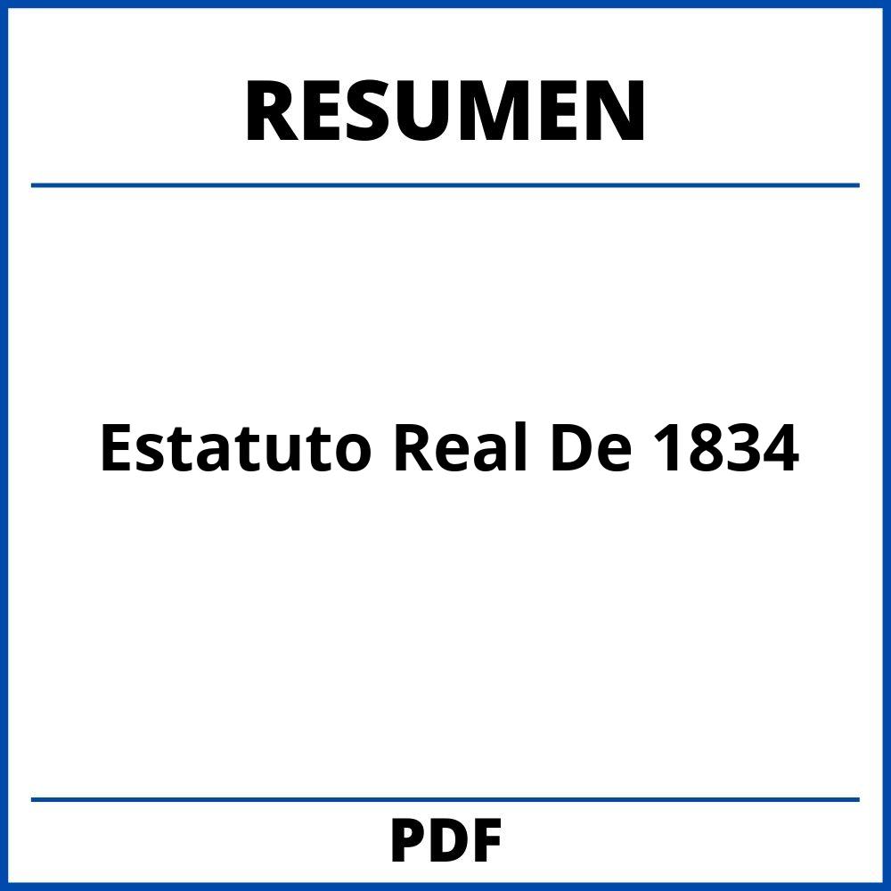 Estatuto Real De 1834 Resumen