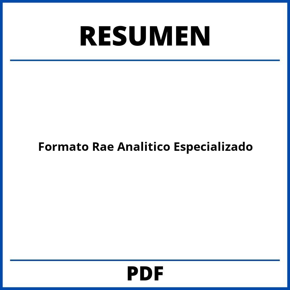 Formato Rae Resumen Analitico Especializado