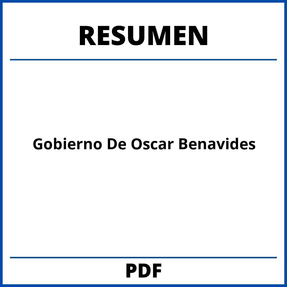 Gobierno De Oscar Benavides Resumen