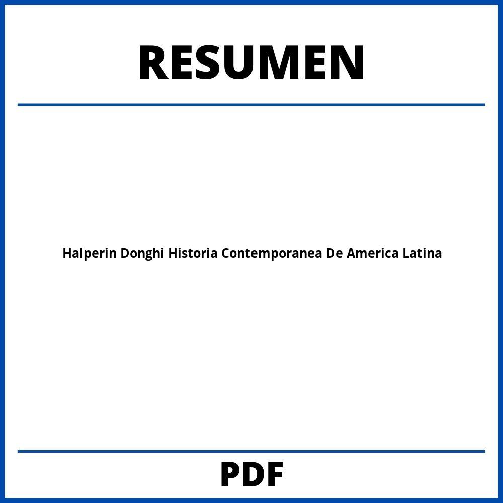 Halperin Donghi Historia Contemporanea De America Latina Resumen