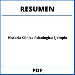 Resumen De Historia Clinica Psicologica Ejemplo