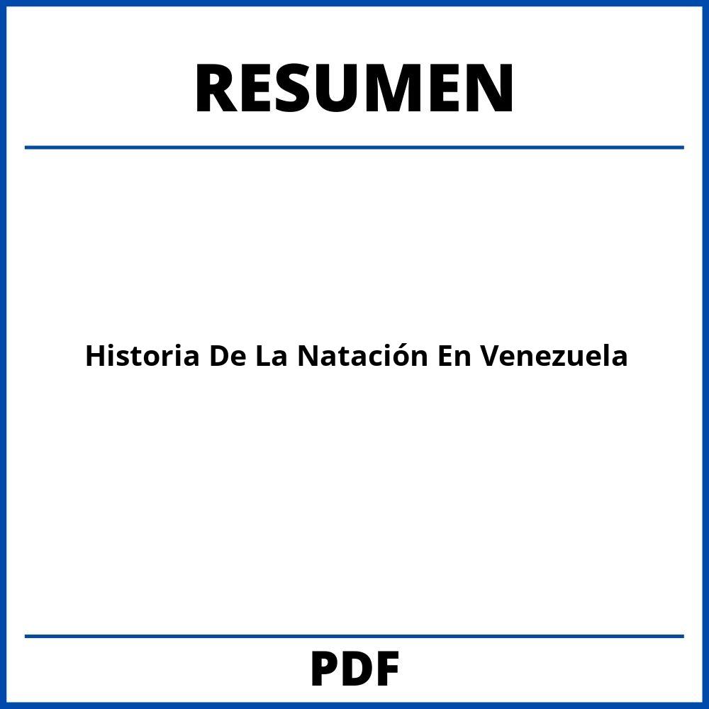 Historia De La Natación En Venezuela Resumen