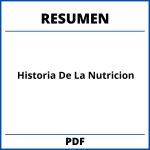 Historia De La Nutricion Resumen