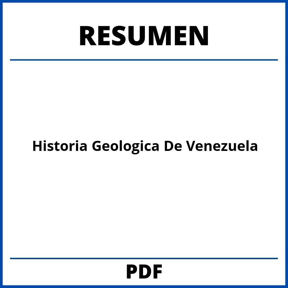 Historia Geologica De Venezuela Resumen