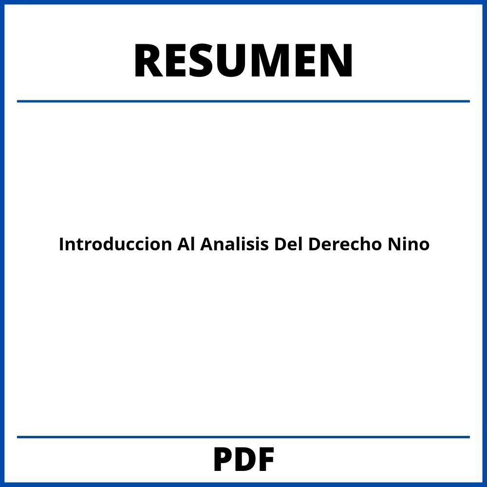 Introduccion Al Analisis Del Derecho Nino Resumen