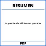 Jacques Ranciere El Maestro Ignorante Resumen