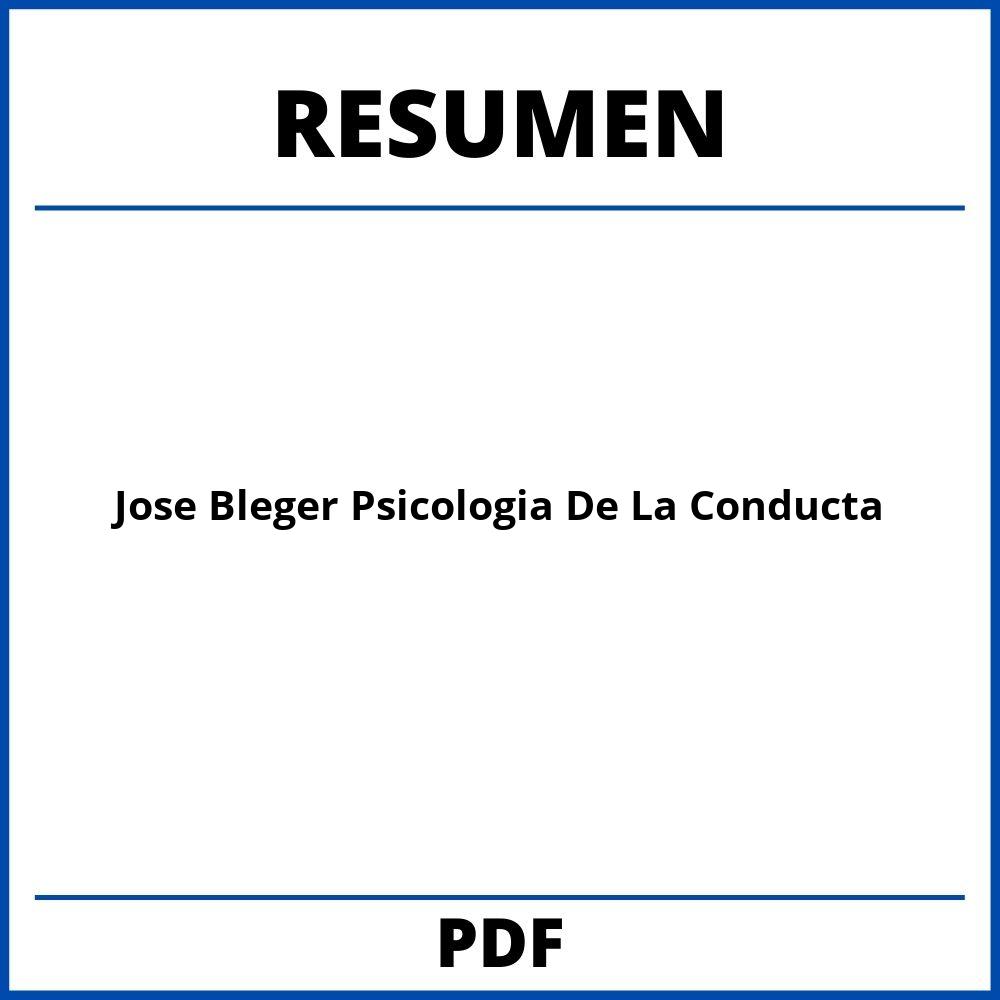 Jose Bleger Psicologia De La Conducta Resumen