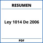 Ley 1014 De 2006 Resumen