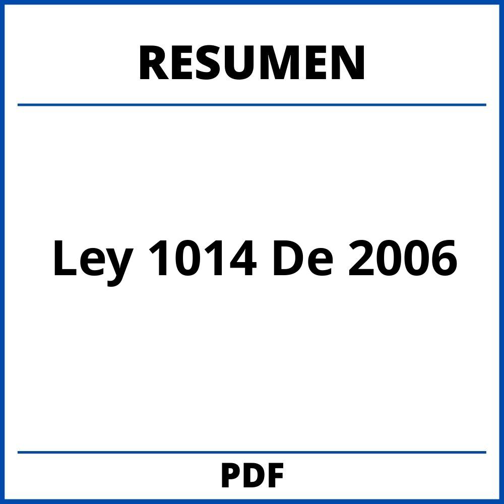 Ley 1014 De 2006 Resumen