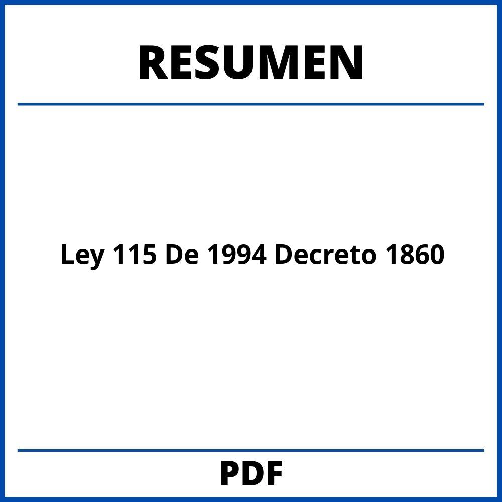 Ley 115 De 1994 Decreto 1860 Resumen