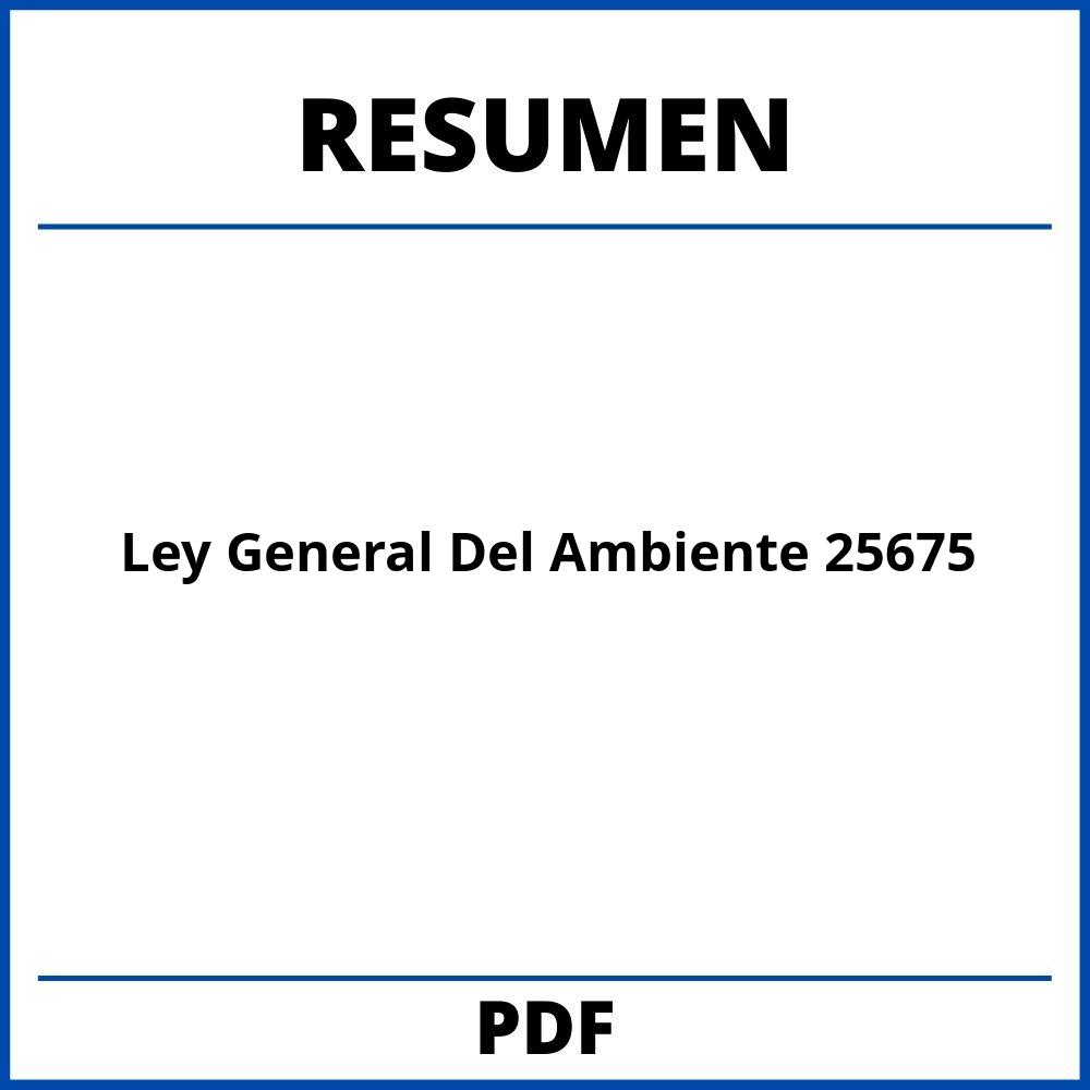 Ley General Del Ambiente 25675 Resumen