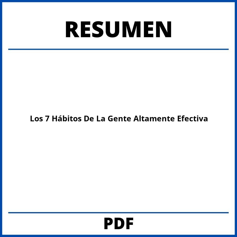 Los 7 Hábitos De La Gente Altamente Efectiva Pdf Resumen