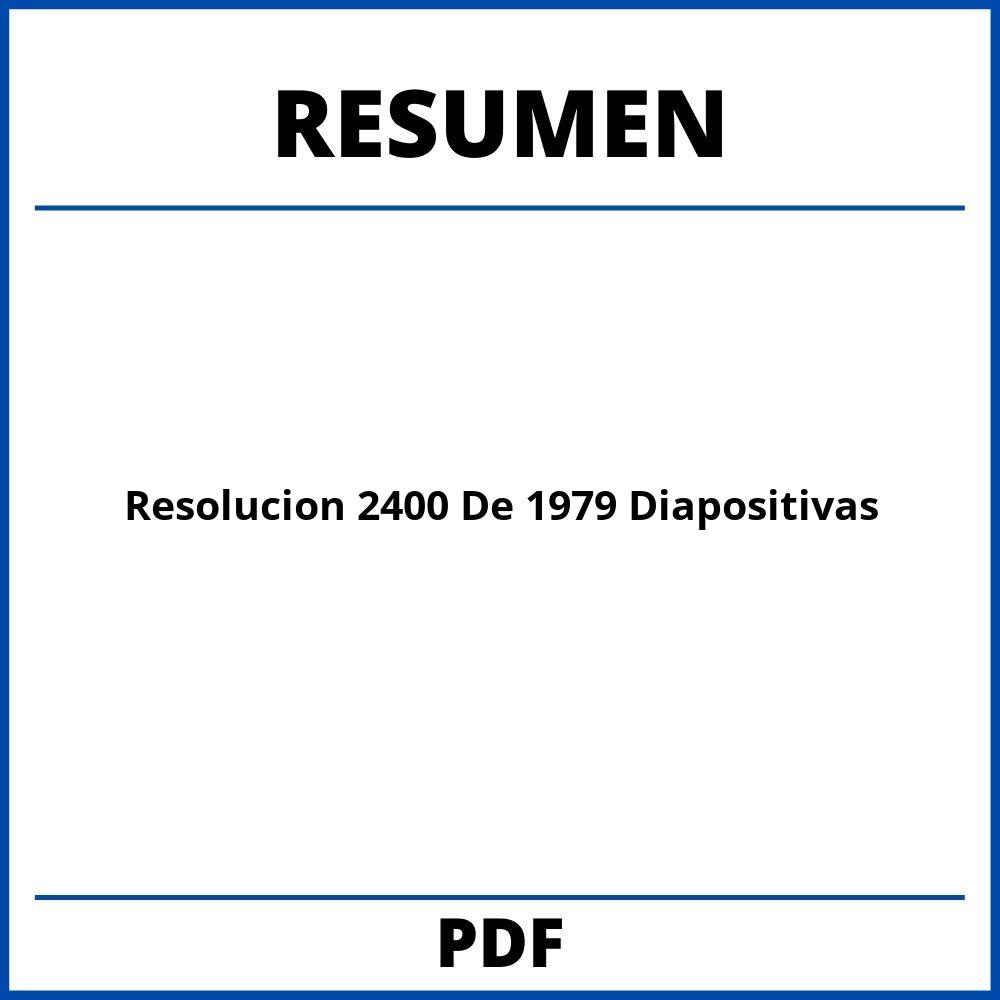 Resolucion 2400 De 1979 Resumen Diapositivas