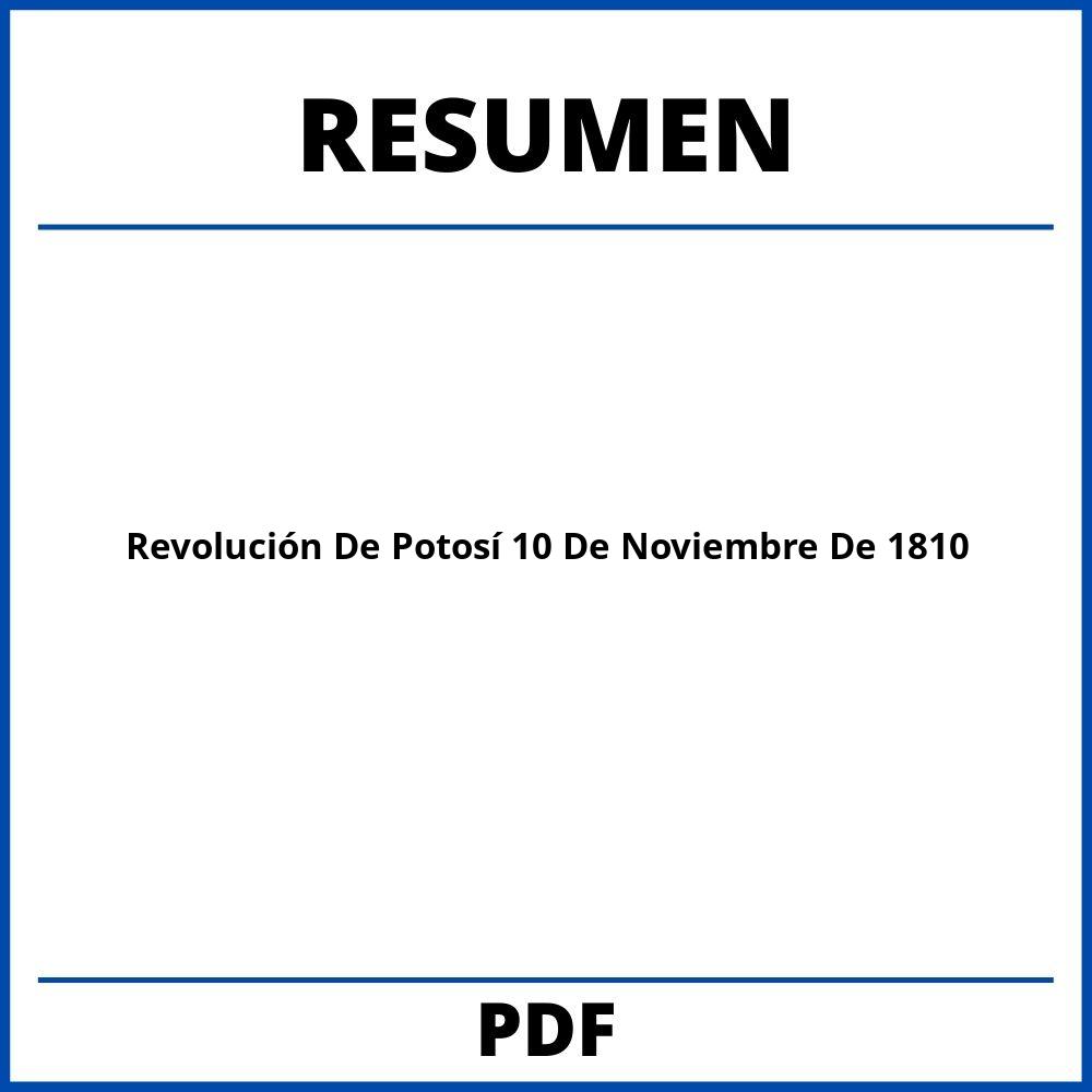 Revolución De Potosí 10 De Noviembre De 1810 Resumen