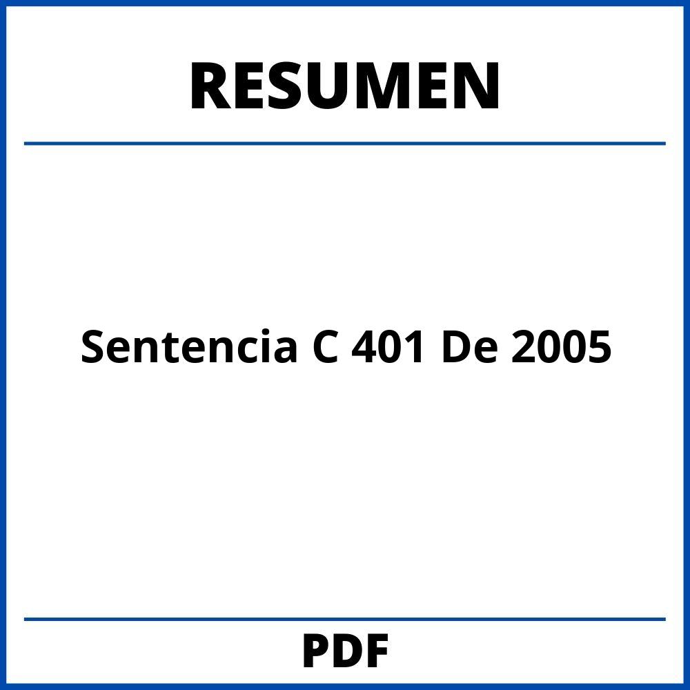 Sentencia C 401 De 2005 Resumen