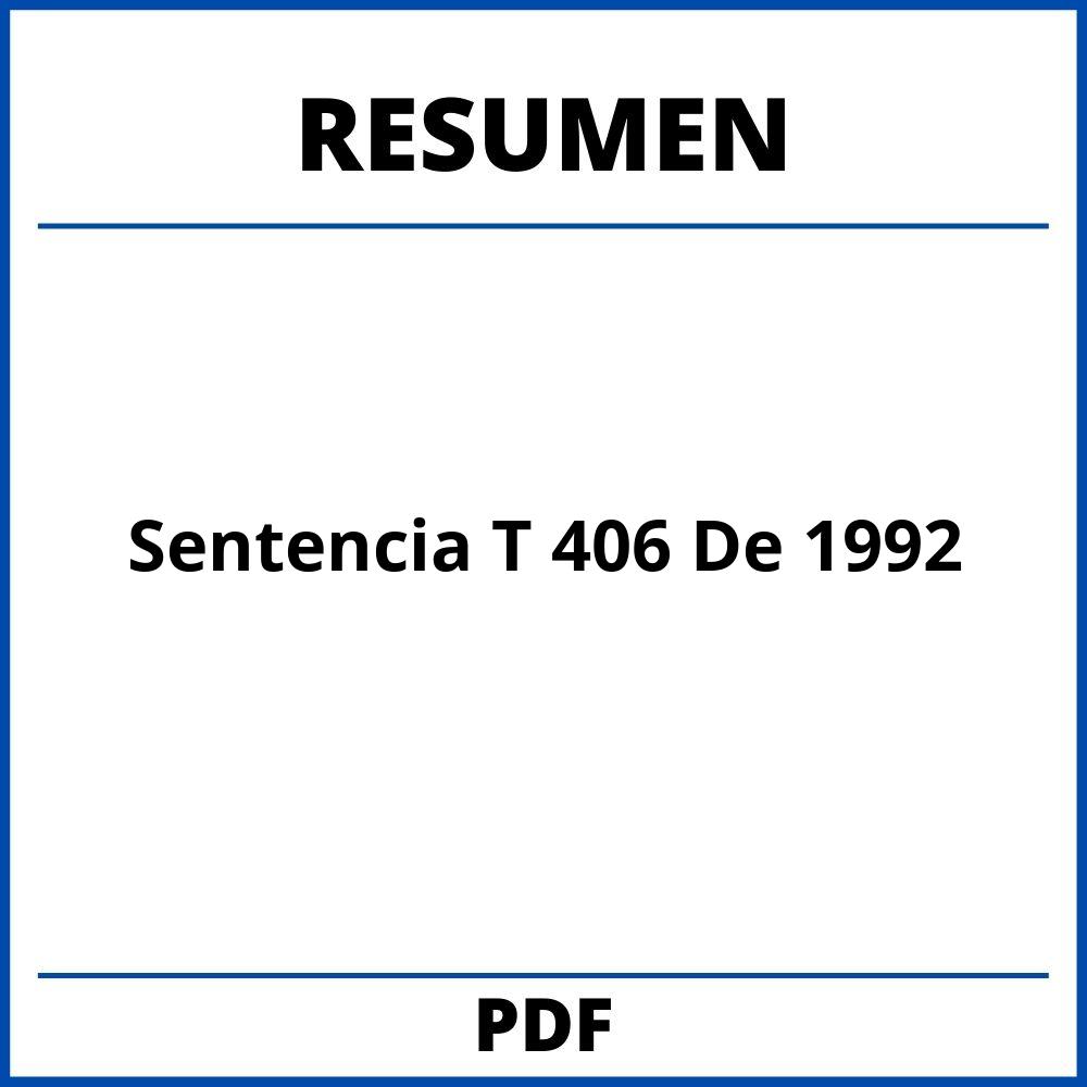 Sentencia T 406 De 1992 Resumen