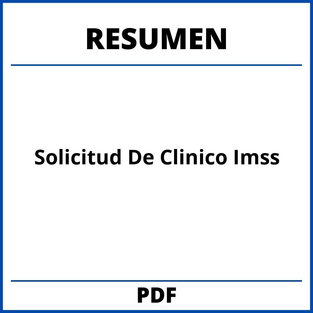 Solicitud De Resumen Clinico Imss